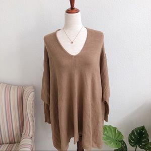 RDI V-neck Poncho Sweater Carmel Color Size M/L
